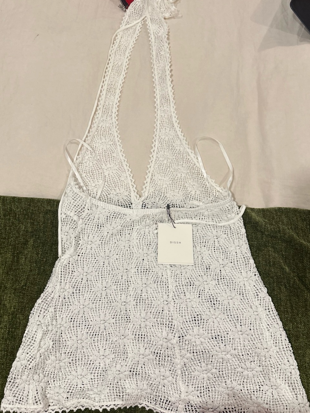 DISSH White Crochet Halter Tank Top - Picture 6 of 7